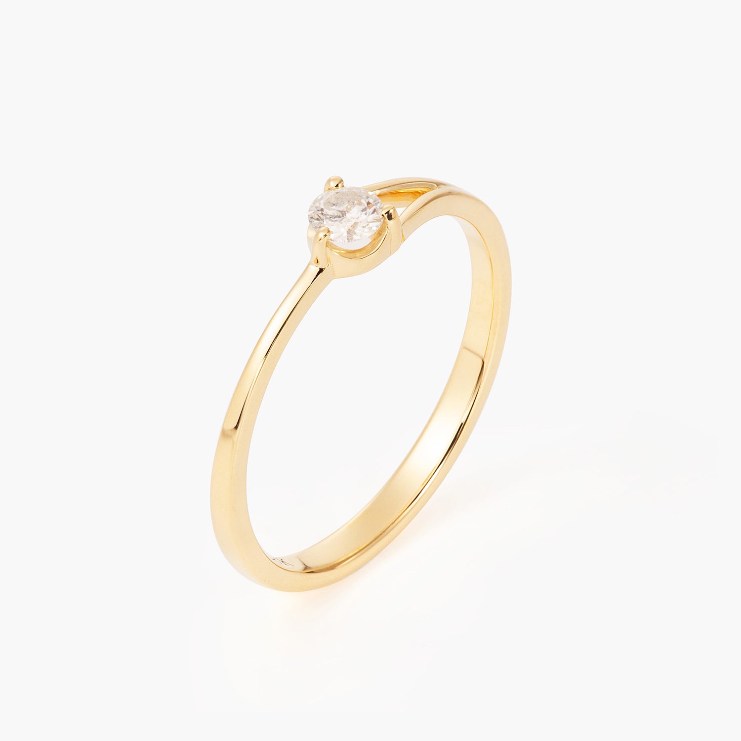 14K Youth Solitaire Fashion Ring With Diamonds