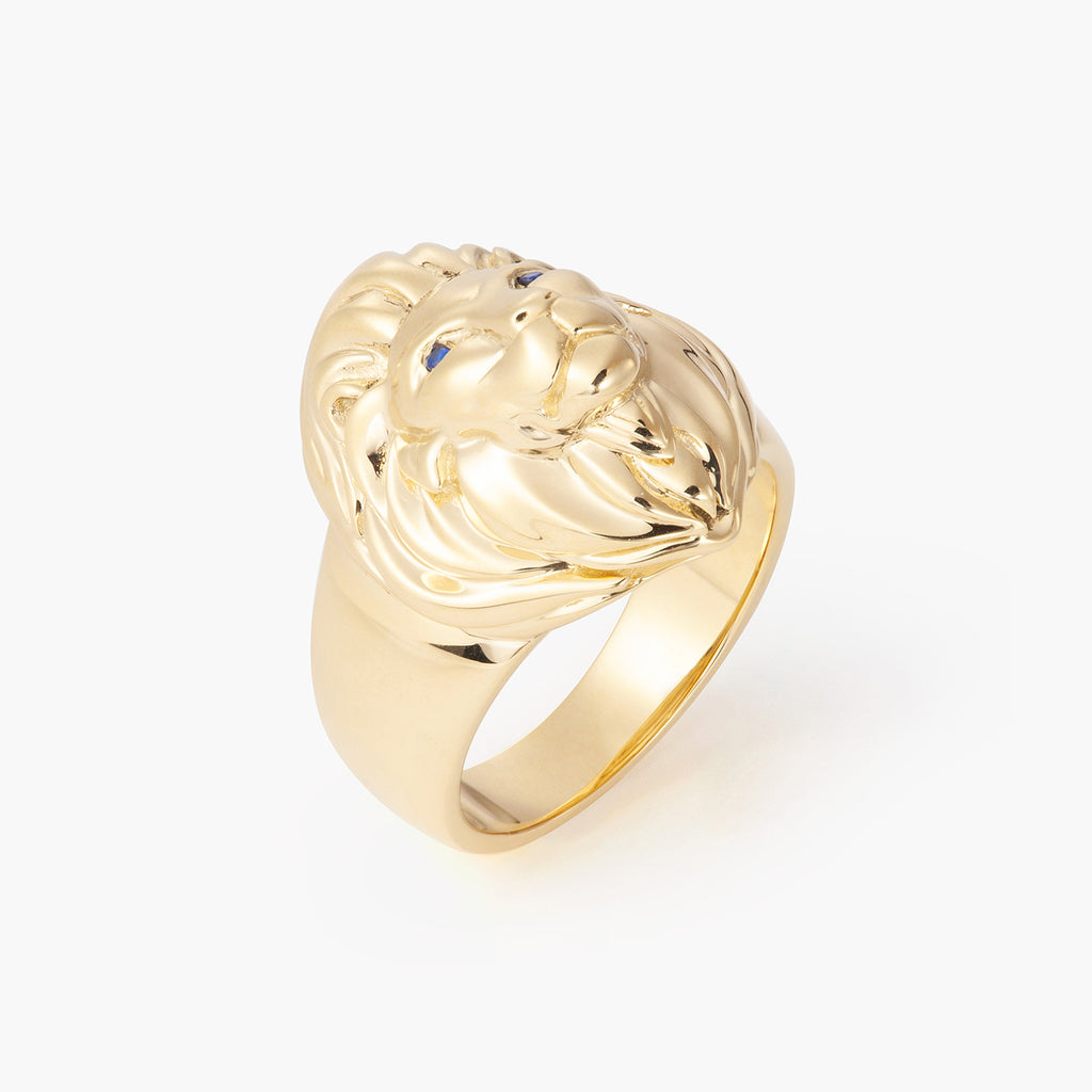 14k Gold Men's Lion Ring