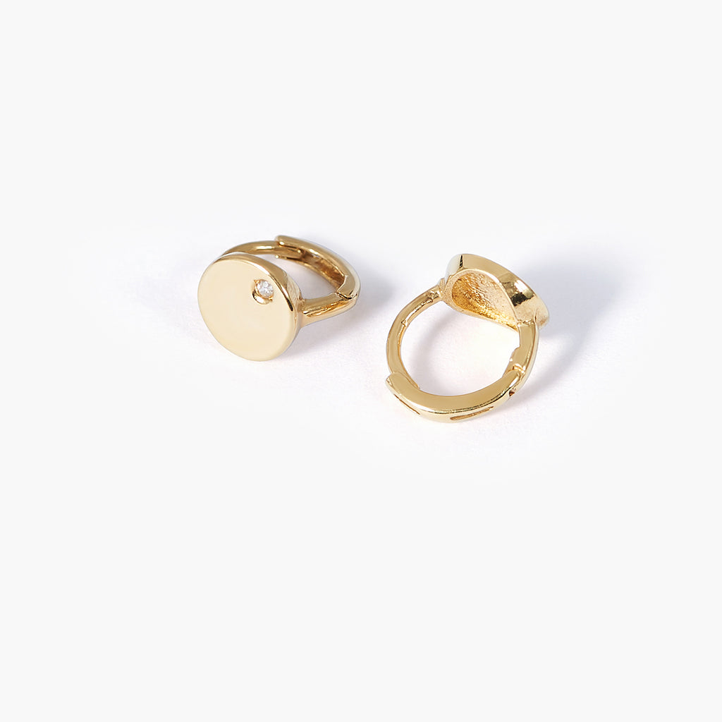 Flat Disc Stud Earring - 14k Solid Gold — T H A L K E N